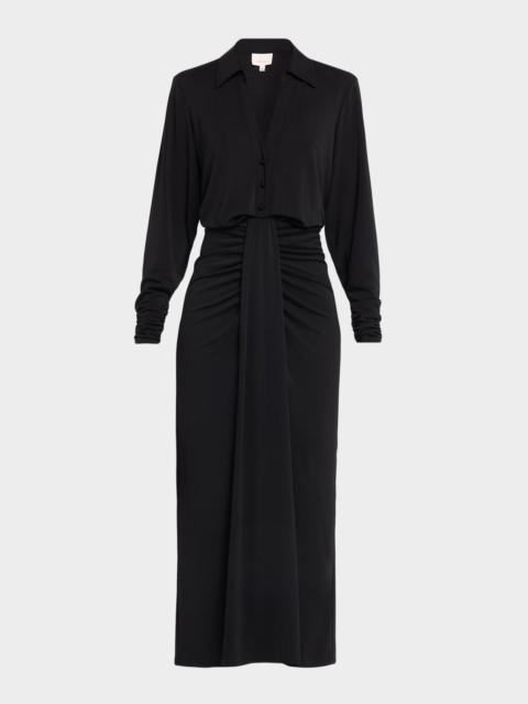 Cinq à Sept Seferina Draped Long-Sleeve Jersey Dress
