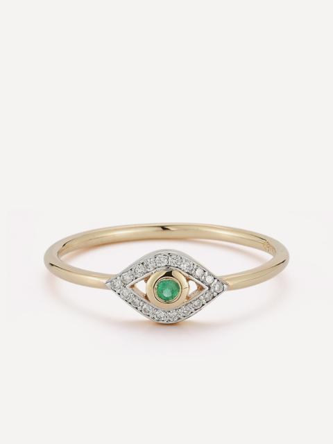 MATEO 14ct Gold Emerald Evil Eye Ring