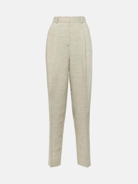 Pleated tailored straight pants