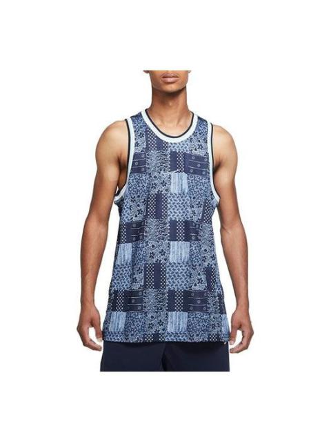 Nike Nike Dri-FIT DNA Knit Quick Dry Plaid Casual Basketball Jersey Blue CK6302-455