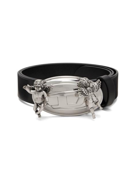 Diesel Black Cherub Oval D Buckle Leather Belt