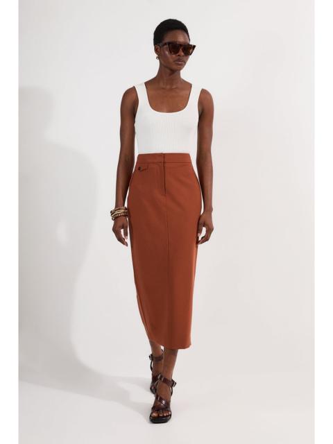 KAREN MILLEN Tailored Twill Essential Pencil Maxi Skirt