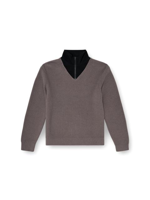 Diesel HALF-ZIP SWEATER WITH LAYERED NECKLINE