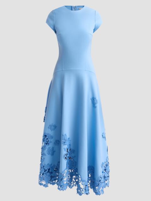 Oscar de la Renta Women's 3D Guipure Virgin Wool-Blend Day Dress - Talc Blue