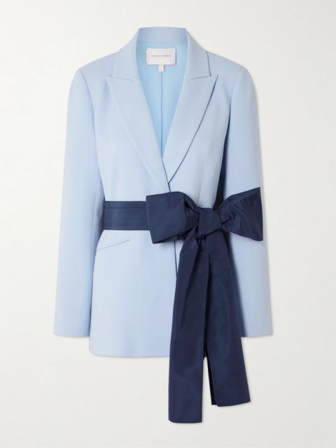 CAROLINA HERRERA Belted wool-blend crepe blazer Blue