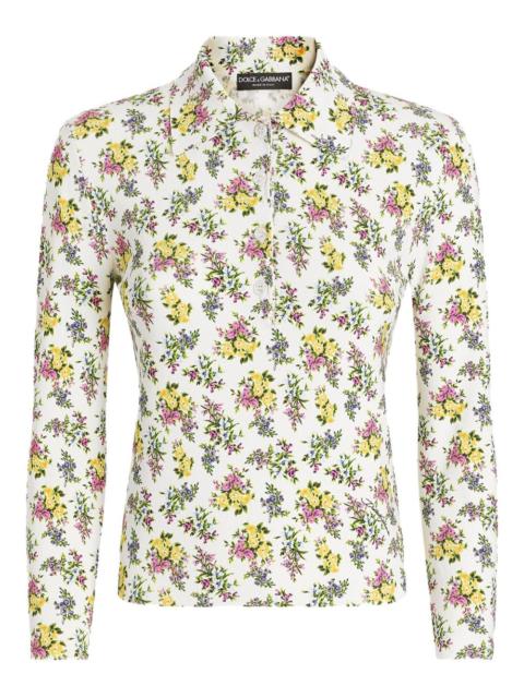 Dolce & Gabbana floral-print polo shirt