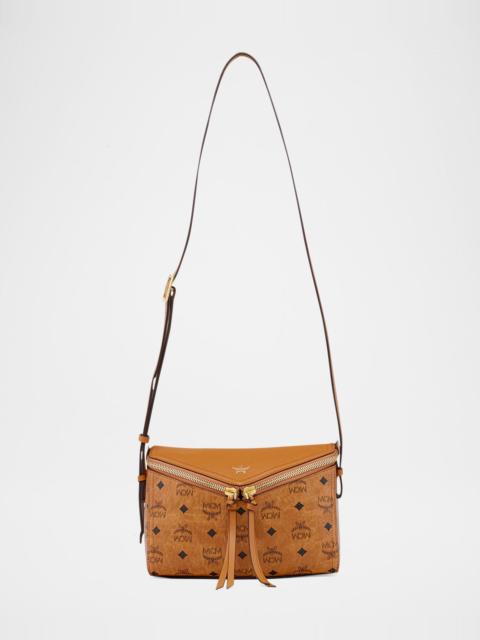 MCM Visetos Zip Faux Leather Shoulder Bag