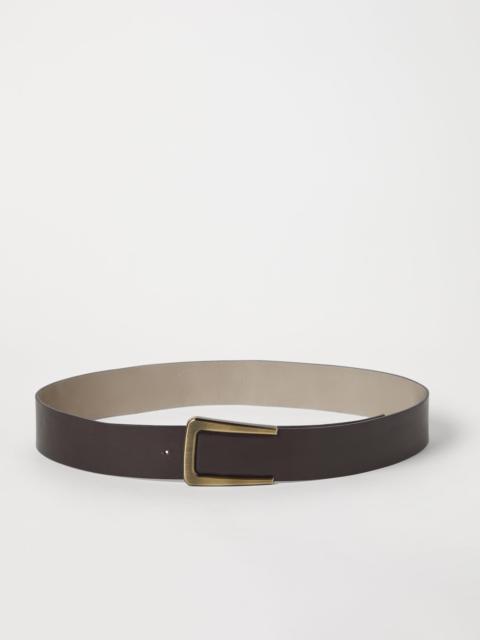 Vintage-effect leather belt