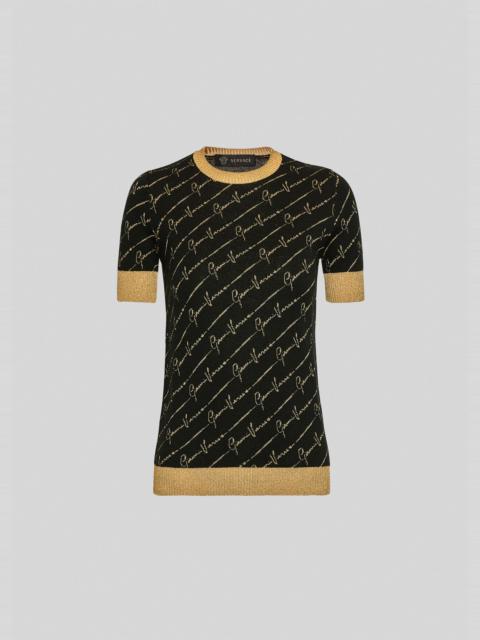 VERSACE GV Signature Jacquard Lamé Sweater