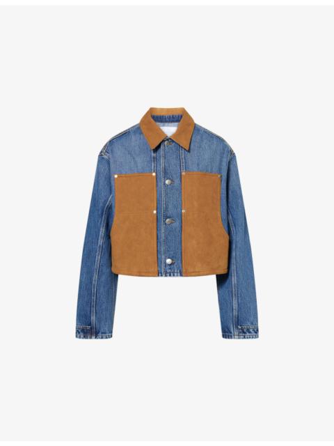 Stella McCartney Mixed-Suede Relaxed-Fit Denim Jacket