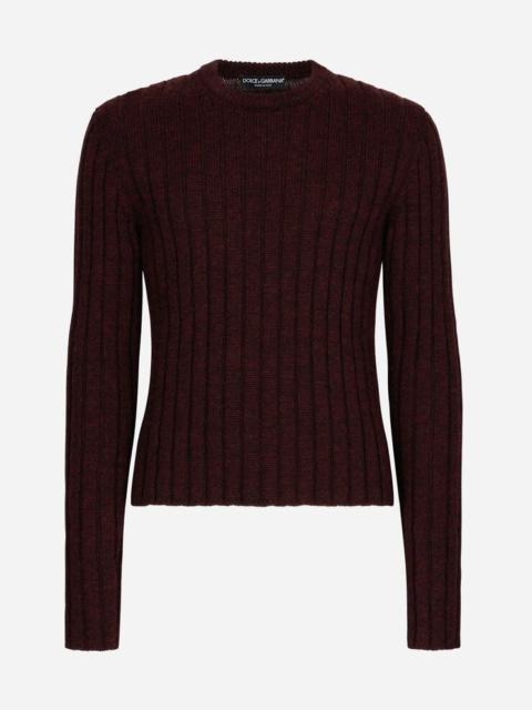 Ribbed wool round-neck sweater