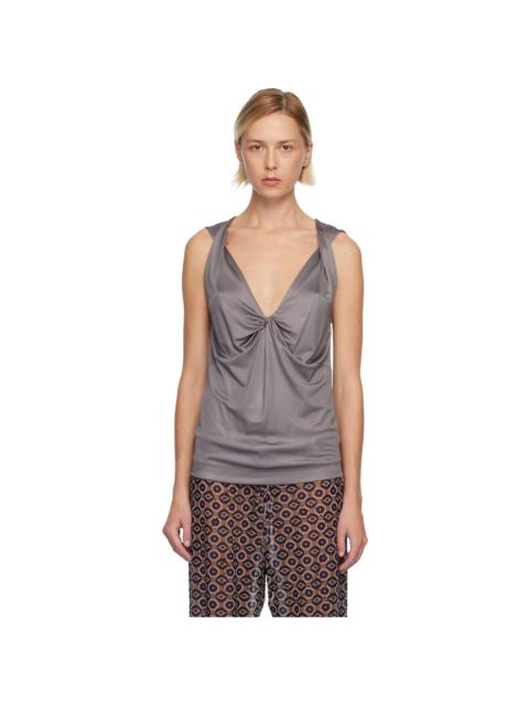 Dries Van Noten Gray Twisted Tank Top