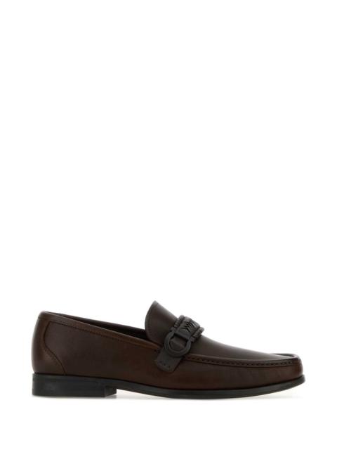 FERRAGAMO Dark Brown Leather Caspian Loafers Tmoro Mocassini