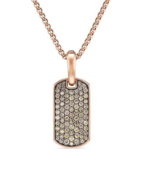DAVID YURMAN Men's Chevron Tag in 18K Rose Gold - Cognac Diamond