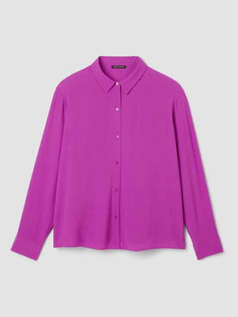 EILEEN FISHER Silk Georgette Crepe Classic Collar Shirt