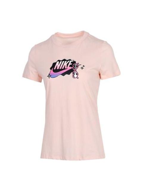 (WMNS) Nike Sportswear Logo Printing Short Sleeve Pink CU9696-664