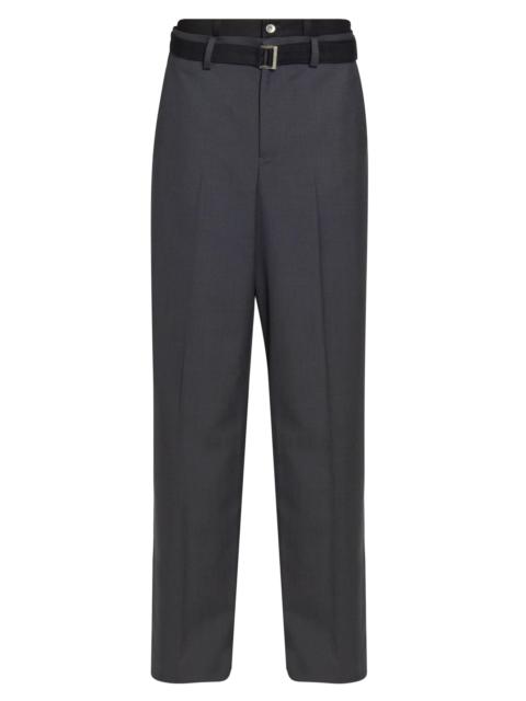 sacai Men's Double-Waist Suiting Wool-Blend Pants - Grey
