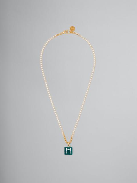 Marni CHAIN NECKLACE WITH RHINESTONE DICE CHARM