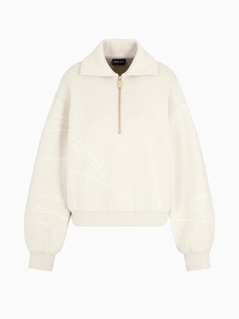 GIORGIO ARMANI COTTON AND LINEN-BLEND JERSEY SWEATSHIRT