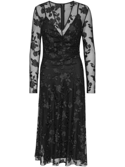 ROTATE lace V-neck midi dress