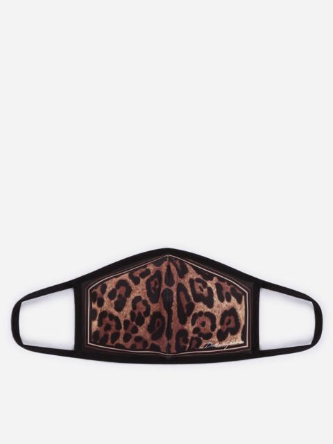 Dolce & Gabbana Neoprene face mask with leopard print
