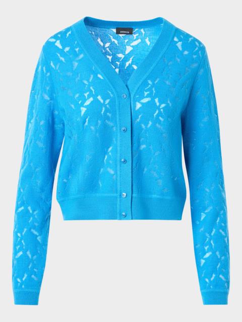 AKRIS Whitecaps Knit V-Neck Cardigan