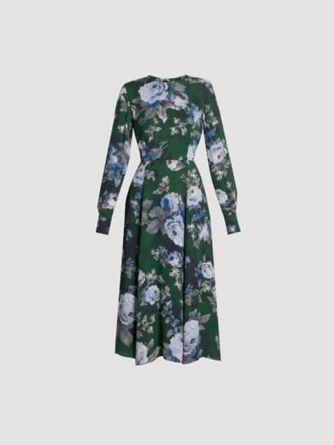 Erdem FLORAL CREPE LONG SLEEVE MIDI DRESS