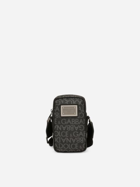 Small coated jacquard crossbody bag