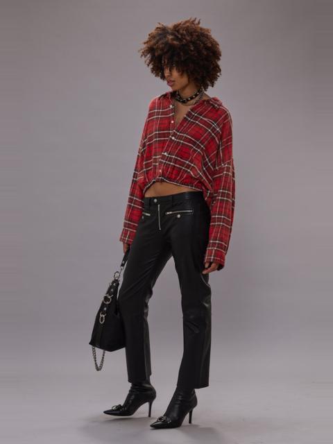 R13 CROSSOVER BUBBLE SHIRT - WASHED RED PLAID