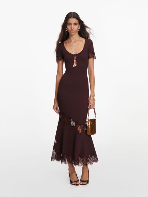 self-portrait Brown Ribbed Knit Midi Dress