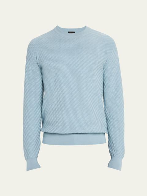 Brioni Men's Basketweave Crew Sweater