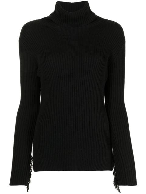 Y's ribbed fringed jumper