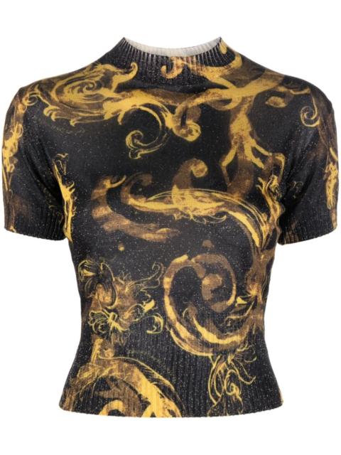 VERSACE JEANS COUTURE Barocco-print glitter knitted top