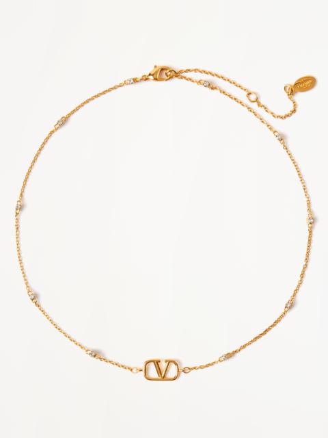 Valentino MINI VLOGO SIGNATURE NECKLACE IN METAL AND SWAROVSKI® CRYSTALS