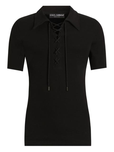 Dolce & Gabbana corded lace-up polo shirt