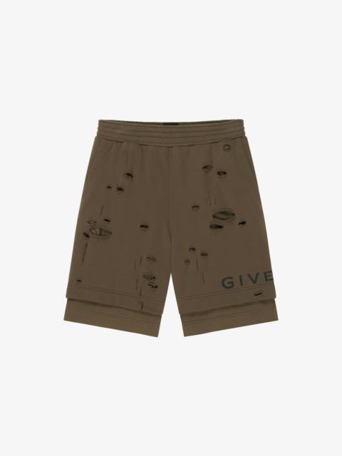 Givenchy GIVENCHY BERMUDA SHORTS IN FELPA WITH DESTROYED EFFECT