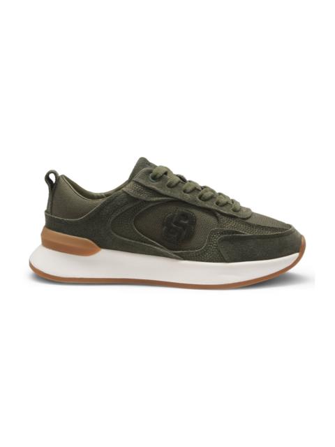 BOSS SUEDE SNEAKERS WITH DOUBLE B MONOGRAM