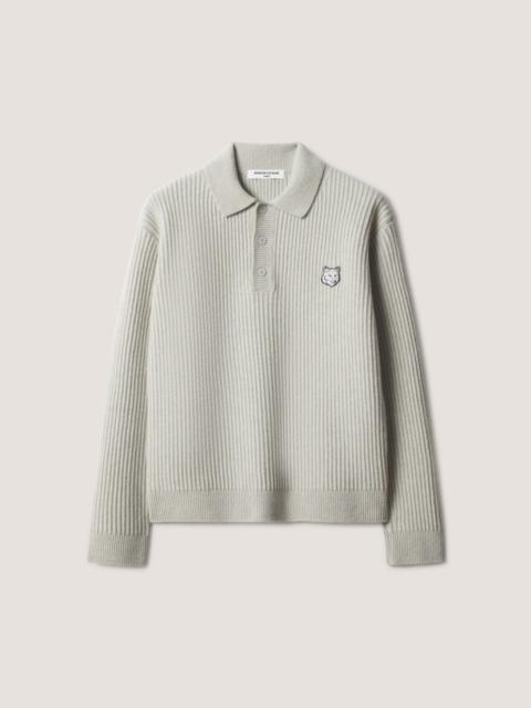 Maison Kitsuné FOX HEAD WOOL RIBBED POLO JUMPER