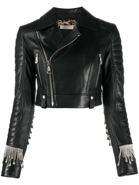 PHILIPP PLEIN crystal-fringe biker jacket