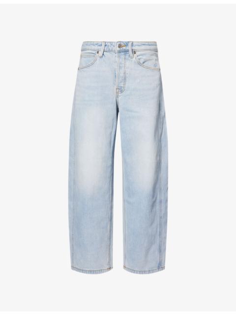 GOOD AMERICAN Cropped Barrel-Leg Denim Jeans