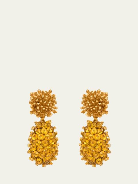 Oscar de la Renta Beaded Cluster Drop Earrings