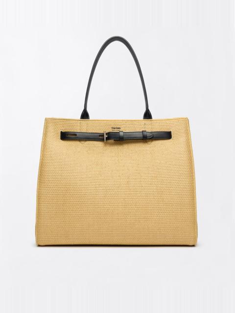 TOM FORD RAFFIA AND LEATHER AUDREY LARGE TOTE