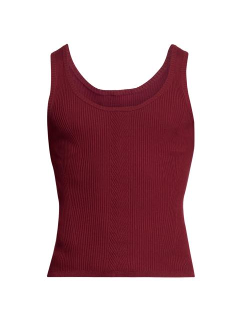 Dries Van Noten Men's Motto Ribbed Tank - Bordeaux