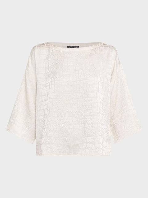 EILEEN FISHER Bateau-Neck Boxy Silk Top