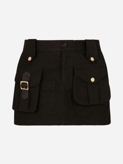 Faille miniskirt with large pockets