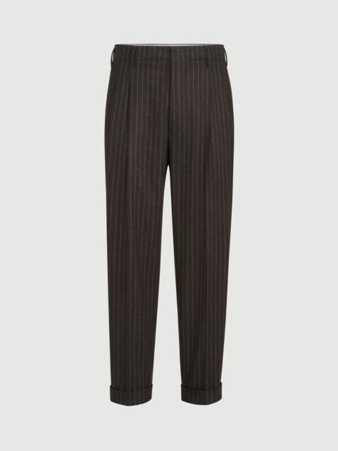 Brunello Cucinelli Virgin wool and cashmere chalk stripe trousers with double pleats