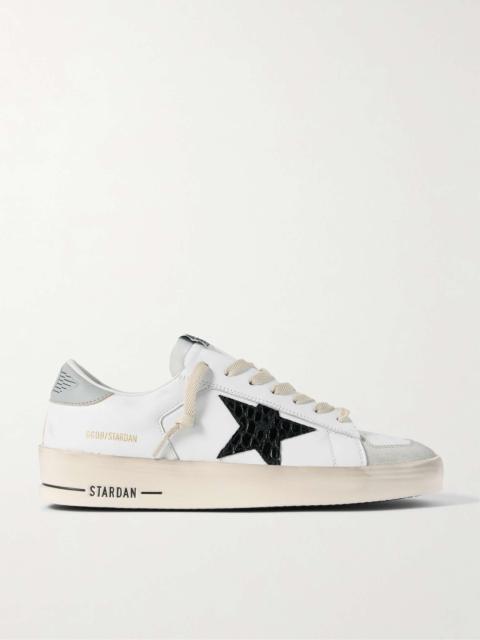 Golden Goose Stardan Distressed Suede-Trimmed Leather Sneakers