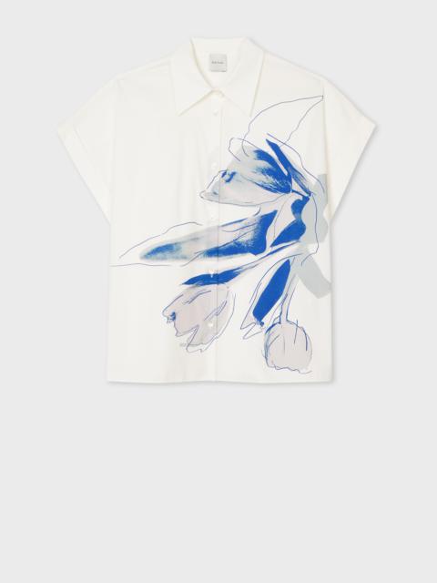 Paul Smith Women's White Cotton Placement Floral Shirt