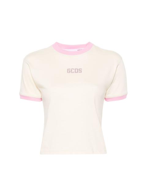 GCDS crystal-embellished-logo cotton T-shirt