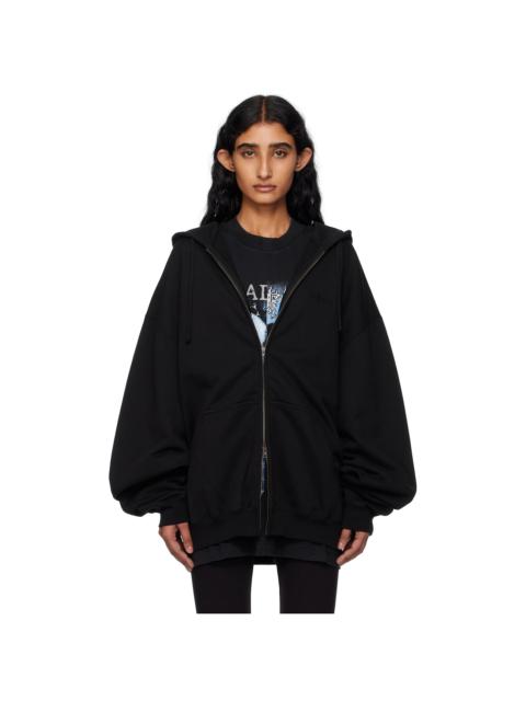VETEMENTS Black Logo Oversized Zip-Up Hoodie